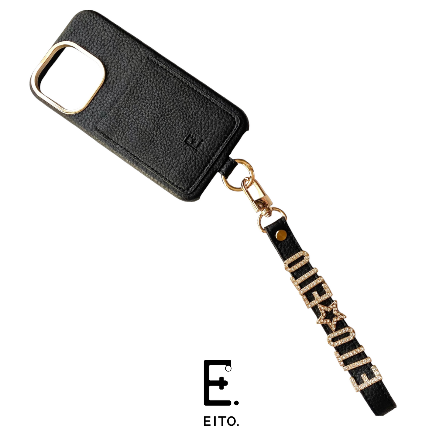 ハンドストラップ(カードケース付き)case✖︎文字色【rhinestone】