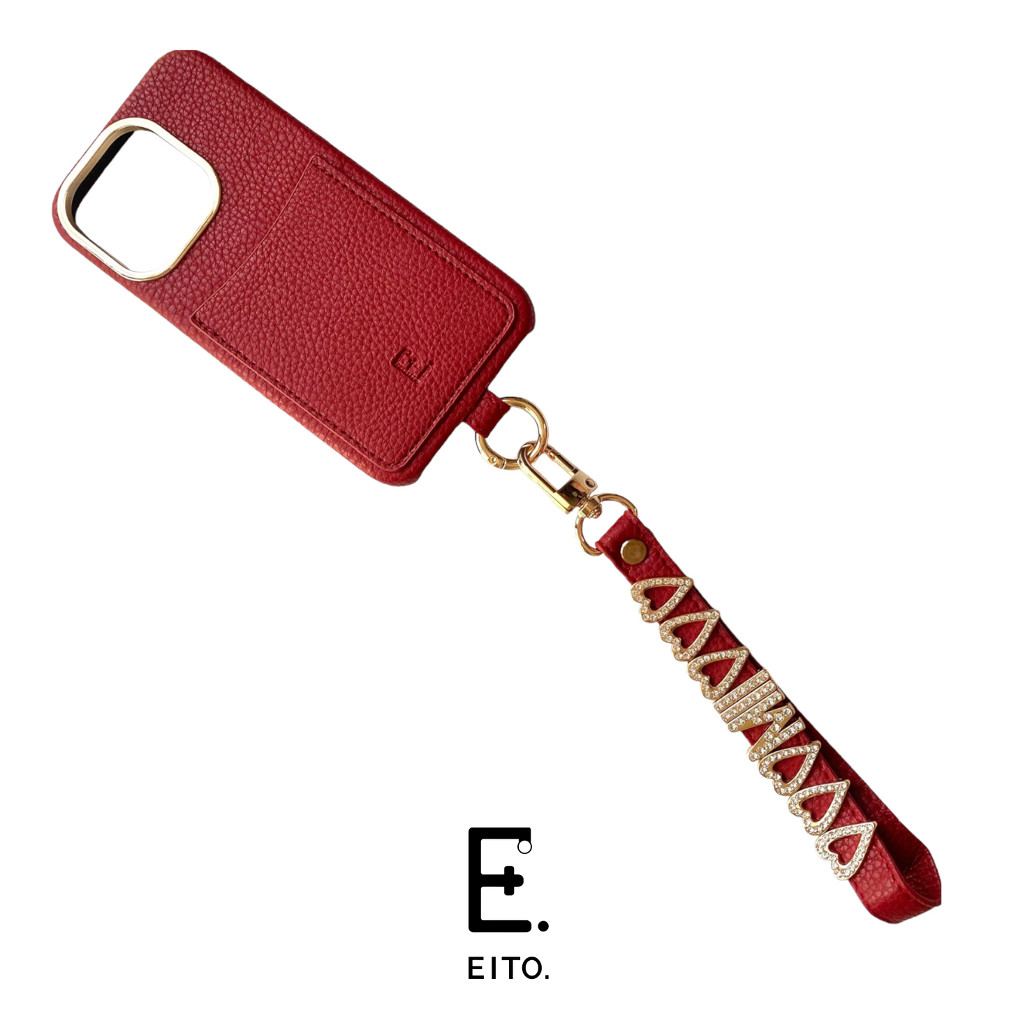 ハンドストラップ(カードケース付き)case✖︎文字色【rhinestone】