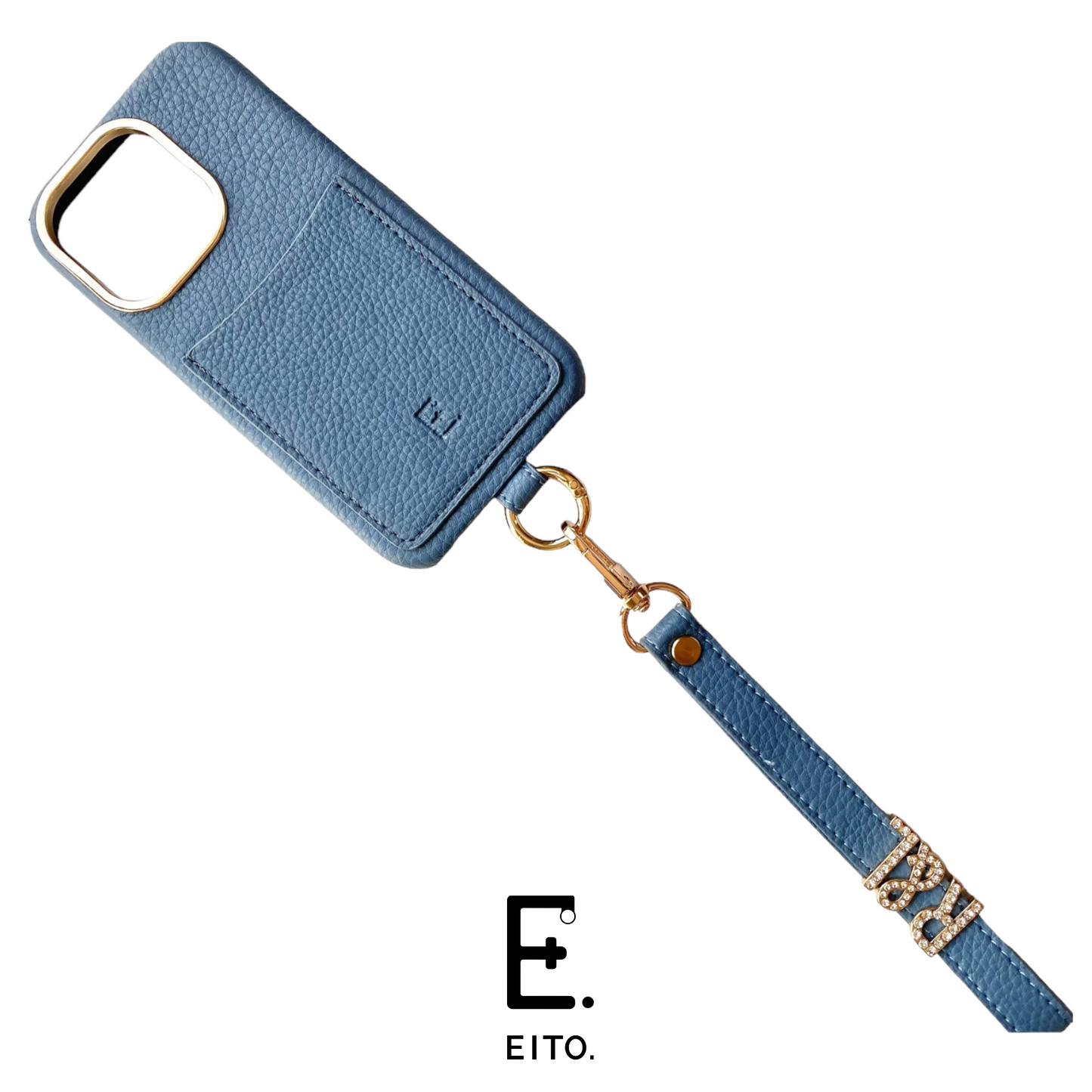 ハンドストラップ(カードケース付き)case✖︎文字色【rhinestone】