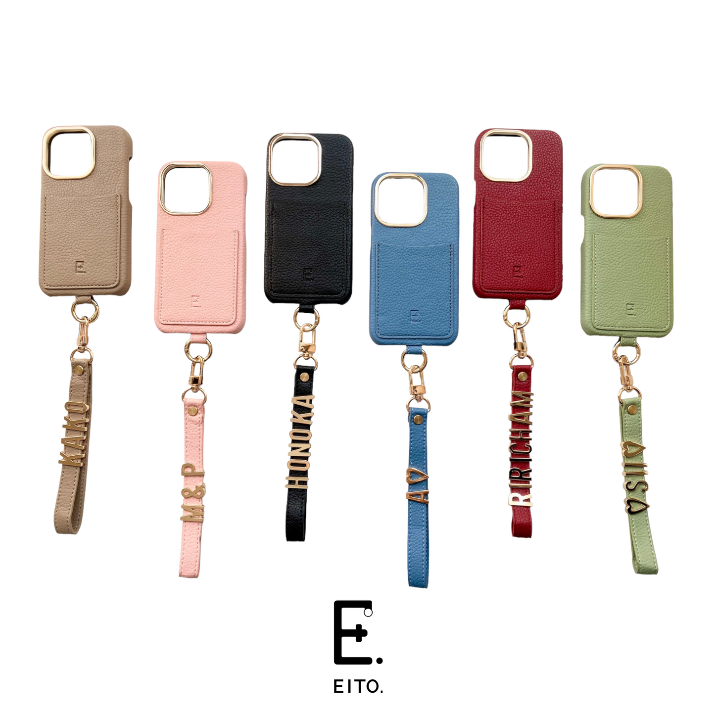 EITO.エイトドット スマホケース ハンドストラップ(カードケース付き)case✖︎文字色【GOLD】