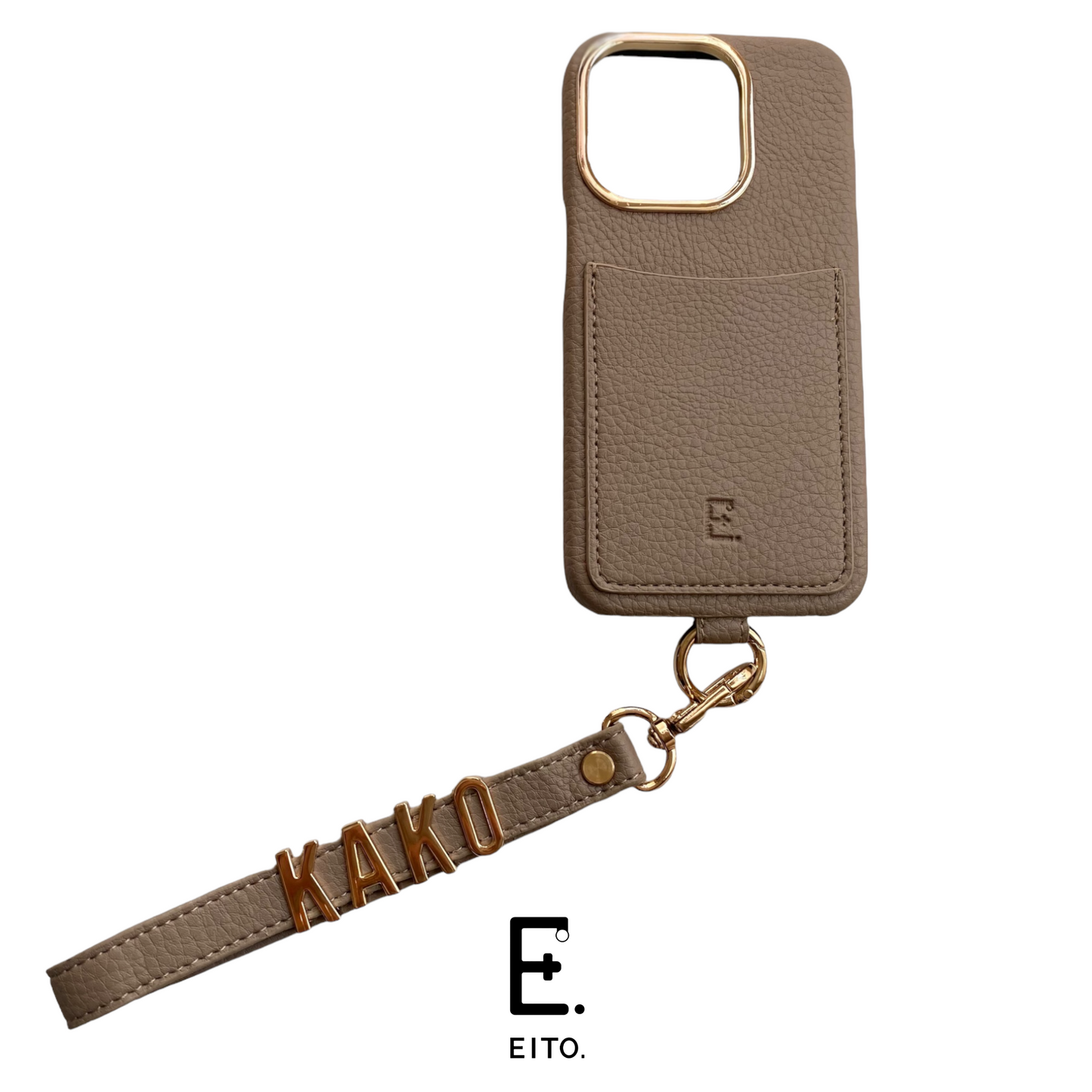 EITO.エイトドット スマホケース ハンドストラップ(カードケース付き)case✖︎文字色【GOLD】