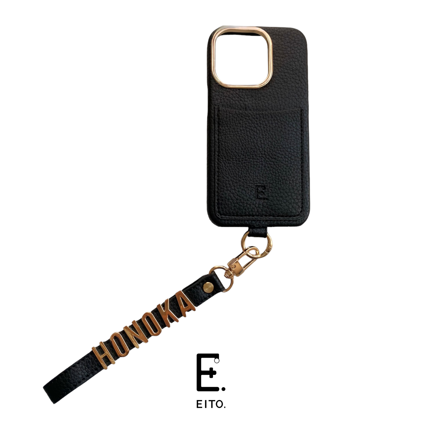EITO.エイトドット スマホケース ハンドストラップ(カードケース付き)case✖︎文字色【GOLD】