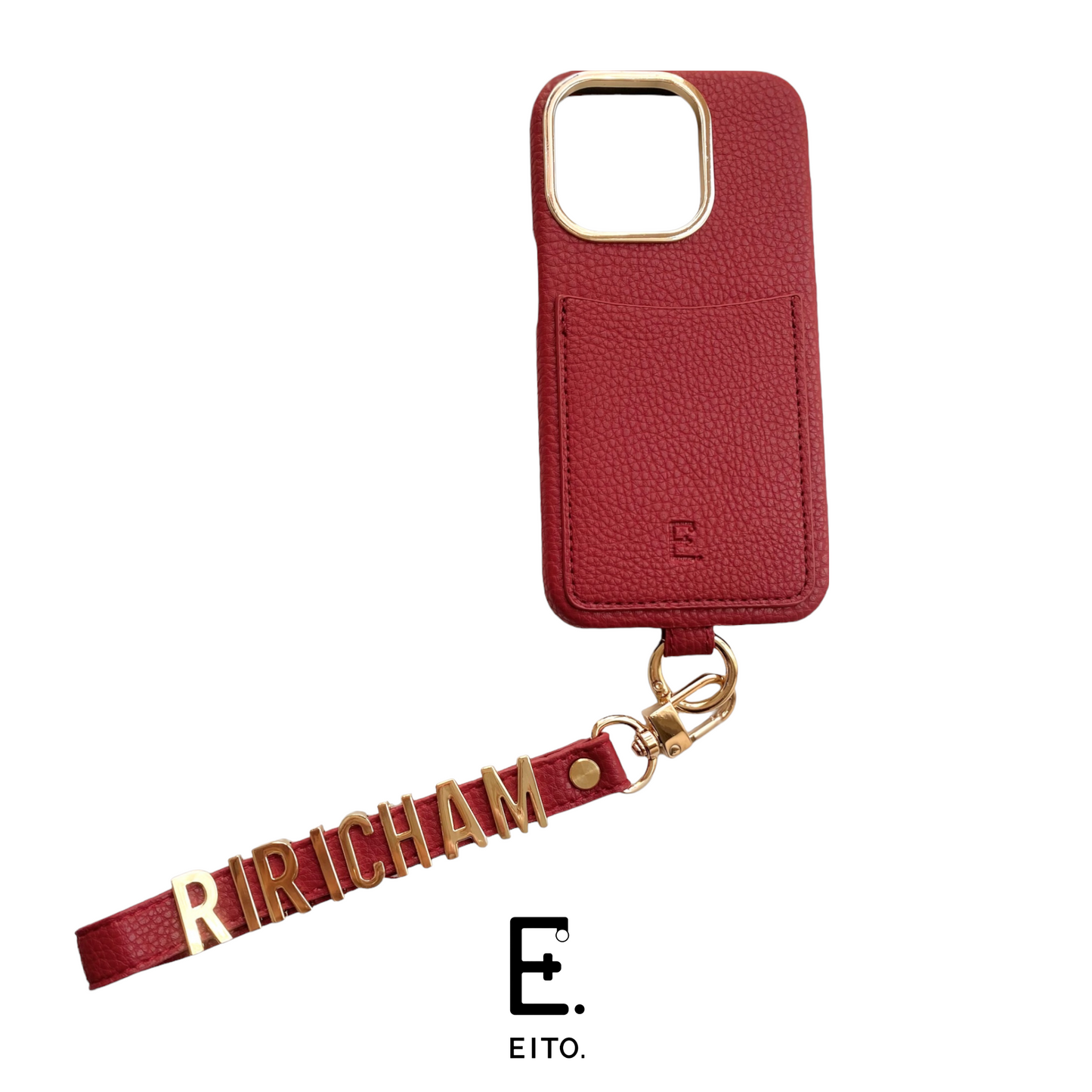 EITO.エイトドット スマホケース ハンドストラップ(カードケース付き)case✖︎文字色【GOLD】