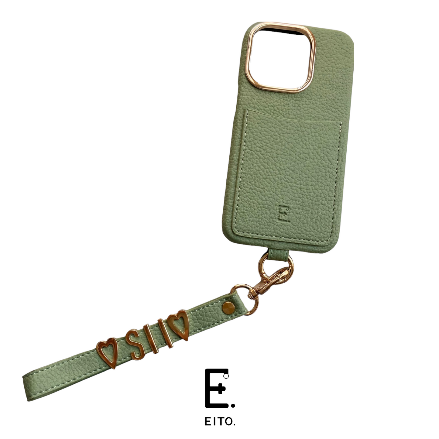 EITO.エイトドット スマホケース ハンドストラップ(カードケース付き)case✖︎文字色【GOLD】